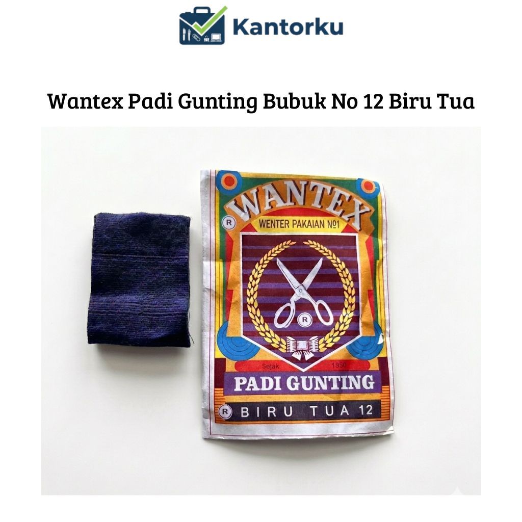 Pewarna Pakaian Wantex Cap Padi Gunting Biru Tua No 12, Warna Tahan Lama
