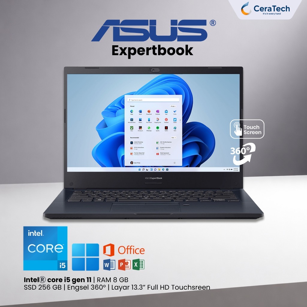 Laptop 2in1 Asus Expertbook Flip 360 - Intel Core I5 Gen 11 Ram 8GB Ssd 256GB
