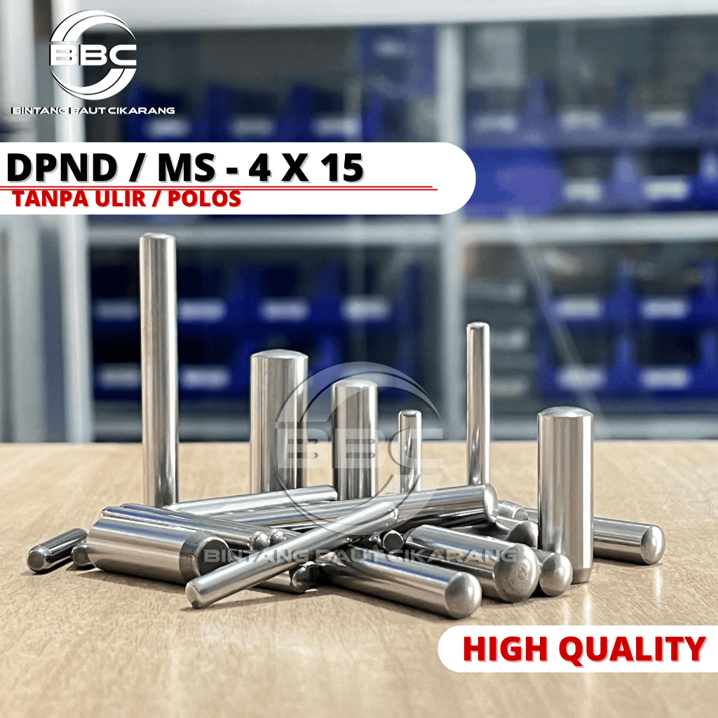 Dowel Pin DPND 4X15 MM Dowel Pin Polos Solid Tanpa Drat Ulir Tipe DPND / MS 4 x 15 mm