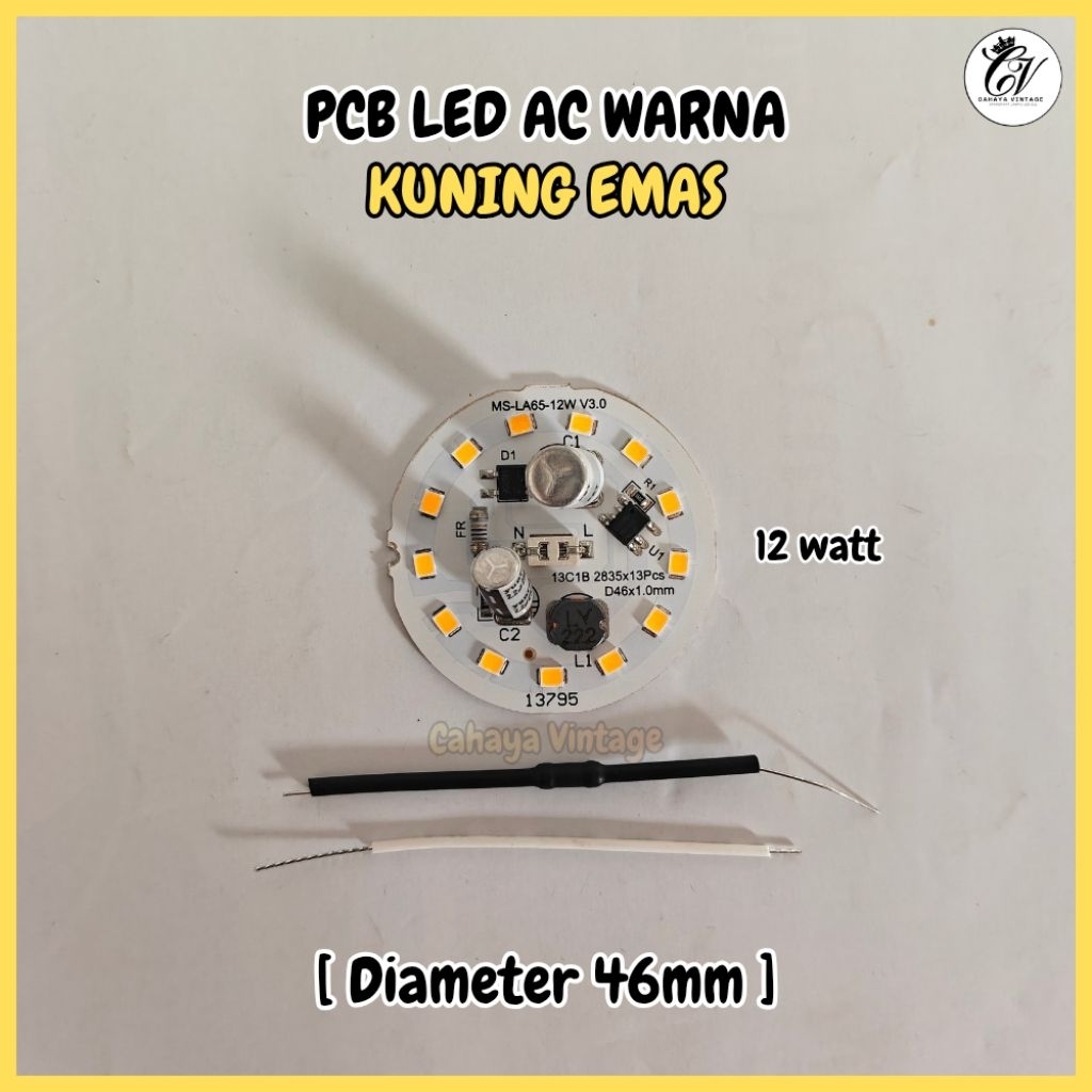 PCB LED AC CAHAYA KUNING EMAS 12 WATT MESIN LAMPU LED
