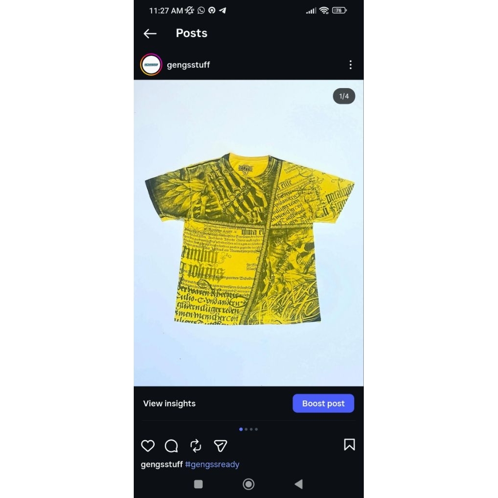 MMA Elite Skeleton Aop Vintage Shirt Yellow