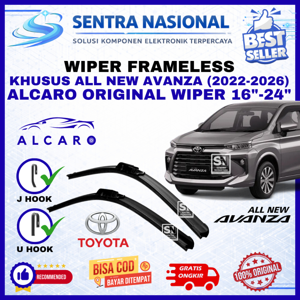 Wiper Mobil TOYOTA All New Avanza (2022-2026) Merk ALCARO ORIGINAL | Wiper Kaca Mobil Toyota All New