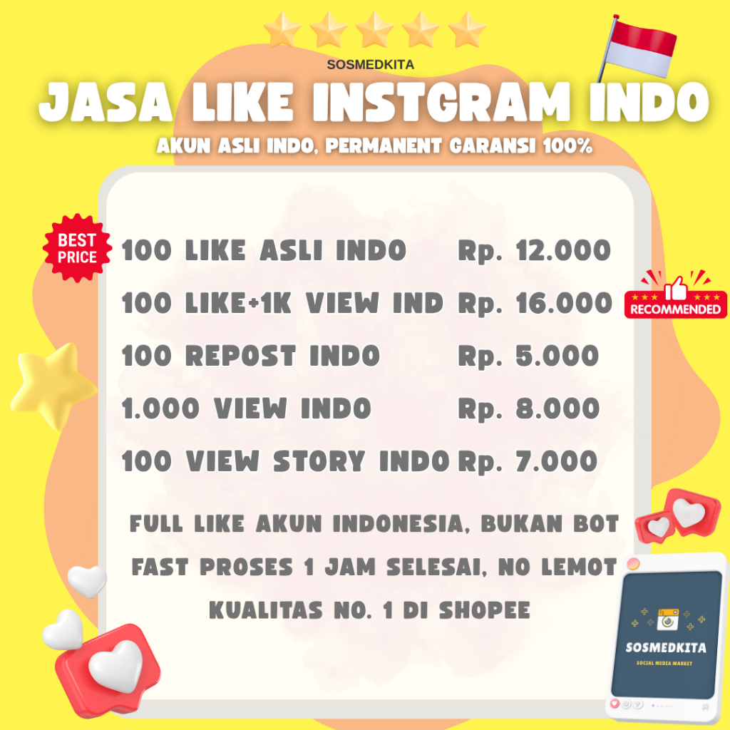 Like Instagram Indonesia Permanen Asli Bukan Bot, Like Indo Reel Feed Post Foto