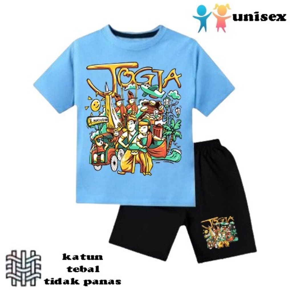 setelan baju anak laki-laki perempuan baju kaos anak laki-laki perempuan motif jogja malioboro umur 