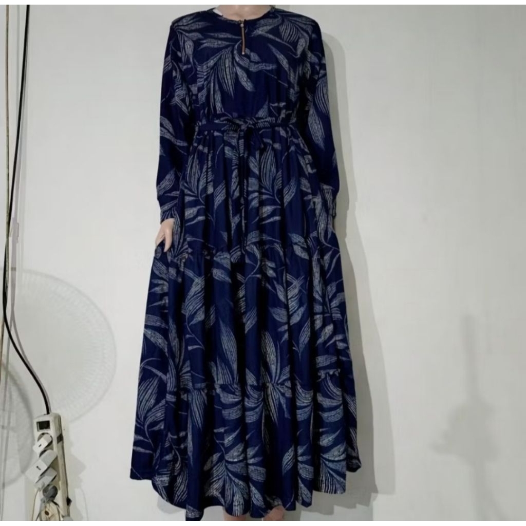 gamis mayung lebar motif navy