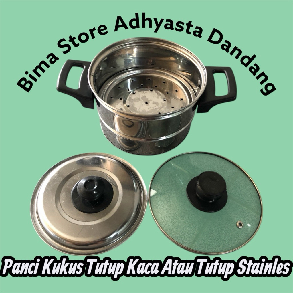 DANDANG NASI STAINLES/PANCI KUKUS TUTUP STAINLES 26cm 2.5kg MURAH FREE ENTONG