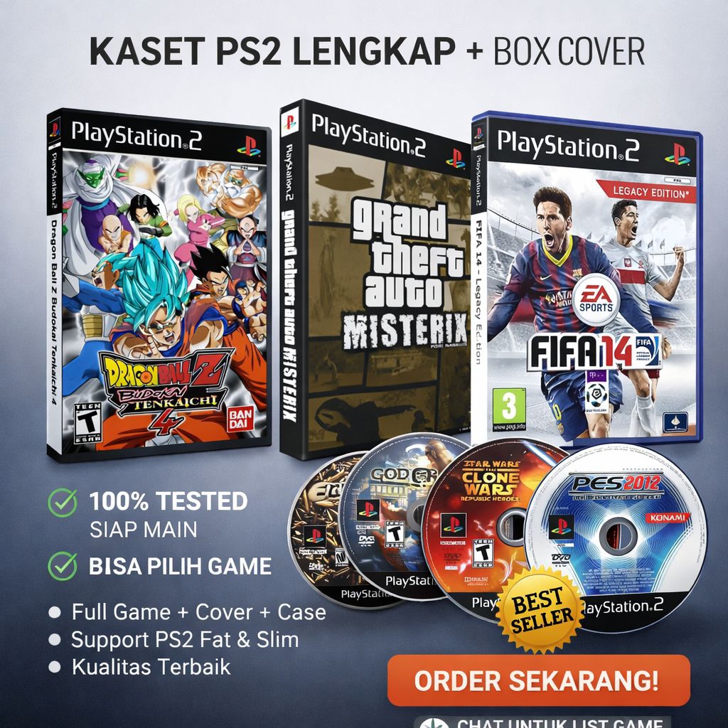 KASET PS2 TERLENGKAP BISA REQUEST DVD GAME PS 2 KASET PS 2 JUDUL PALING LENGKAP