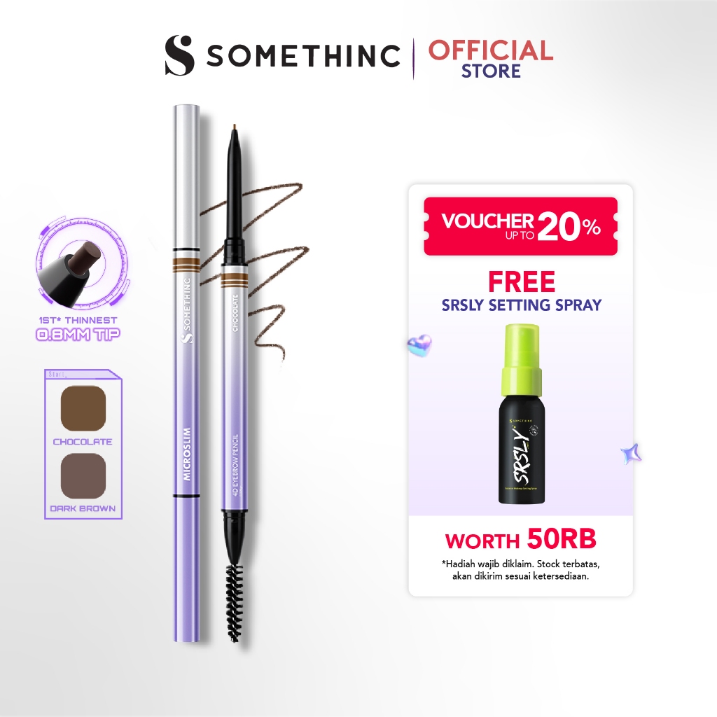 [BARU] SOMETHINC Microslim 4D Eyebrow Pencil 0.8mm - Pensil Alis Kecil Tipis Tahan Lama Natural Pres