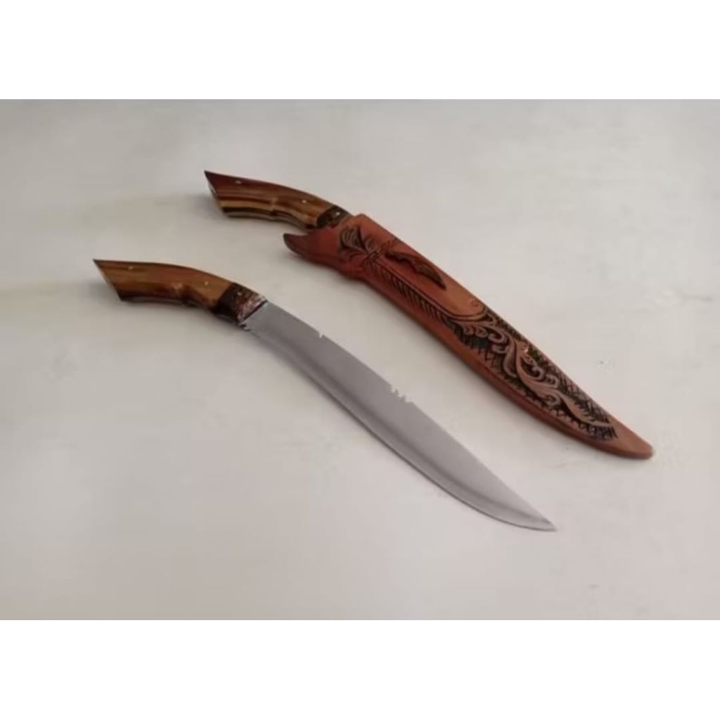 Pisau Sembelih 27 cm Baja ELMAX, Handle dan Warangka Full ukir zelsa