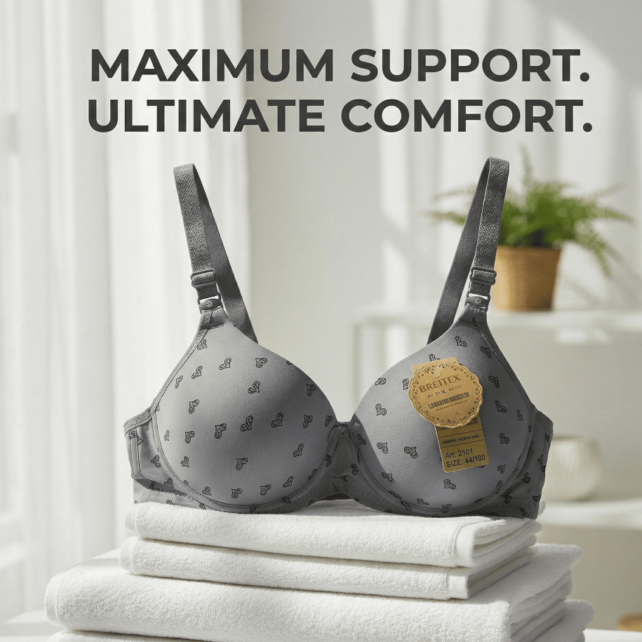 Bra Tanpa Kawat Cup Sedang Breitex 2101 - BH Full Coverage Kait 3 Anti Lemak Punggung - Nyaman dan A