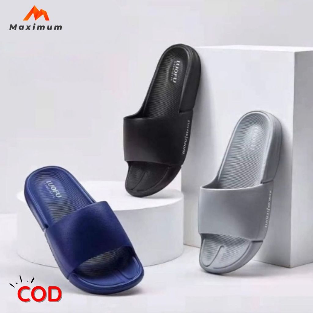 Sandal Slide LUOFU Pria Kekinian Original/Sandal Slide LUOFU Pria Terbaru/Sendal Slop Karet Pria