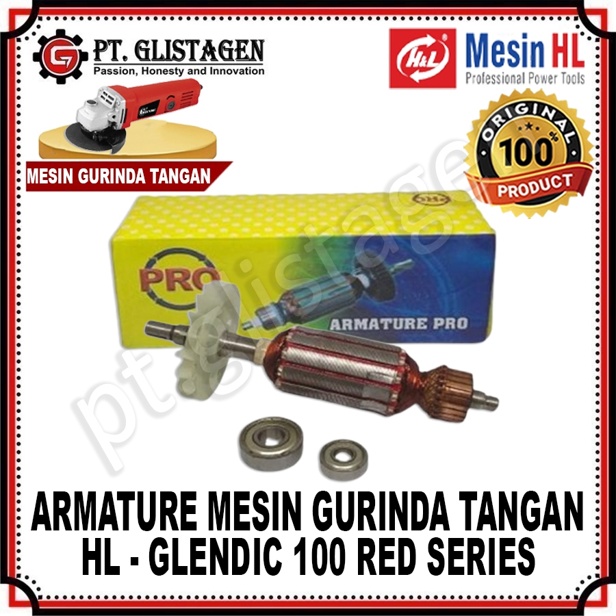 HL Armature Mesin Gurinda Tangan GLENDIC 100 Red Series  Angker Mesin Gerinda Listrik Tangan Glendic