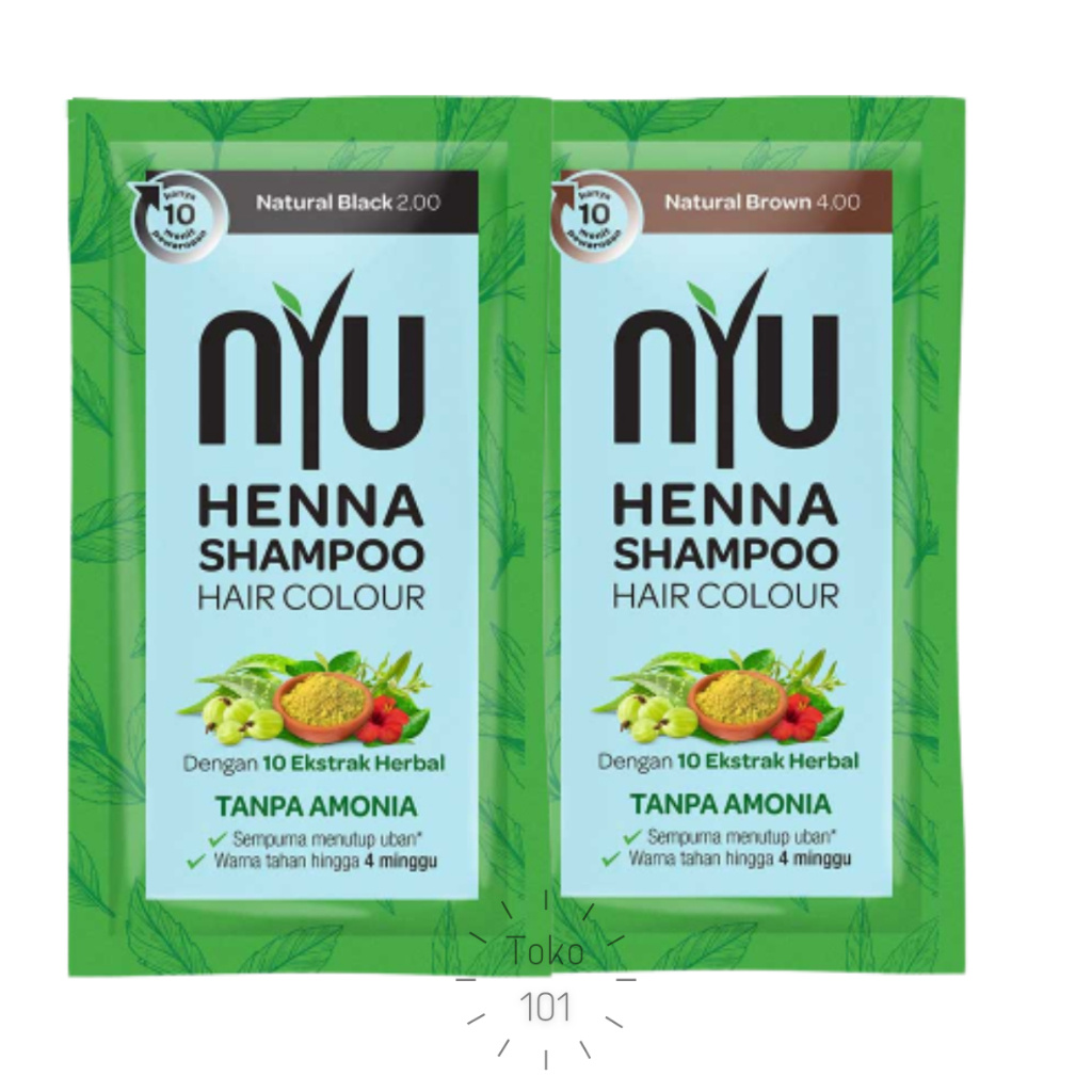 NYU Henna Sampo Pewarna Rambut Natural Black Brown Sachet 20 ml