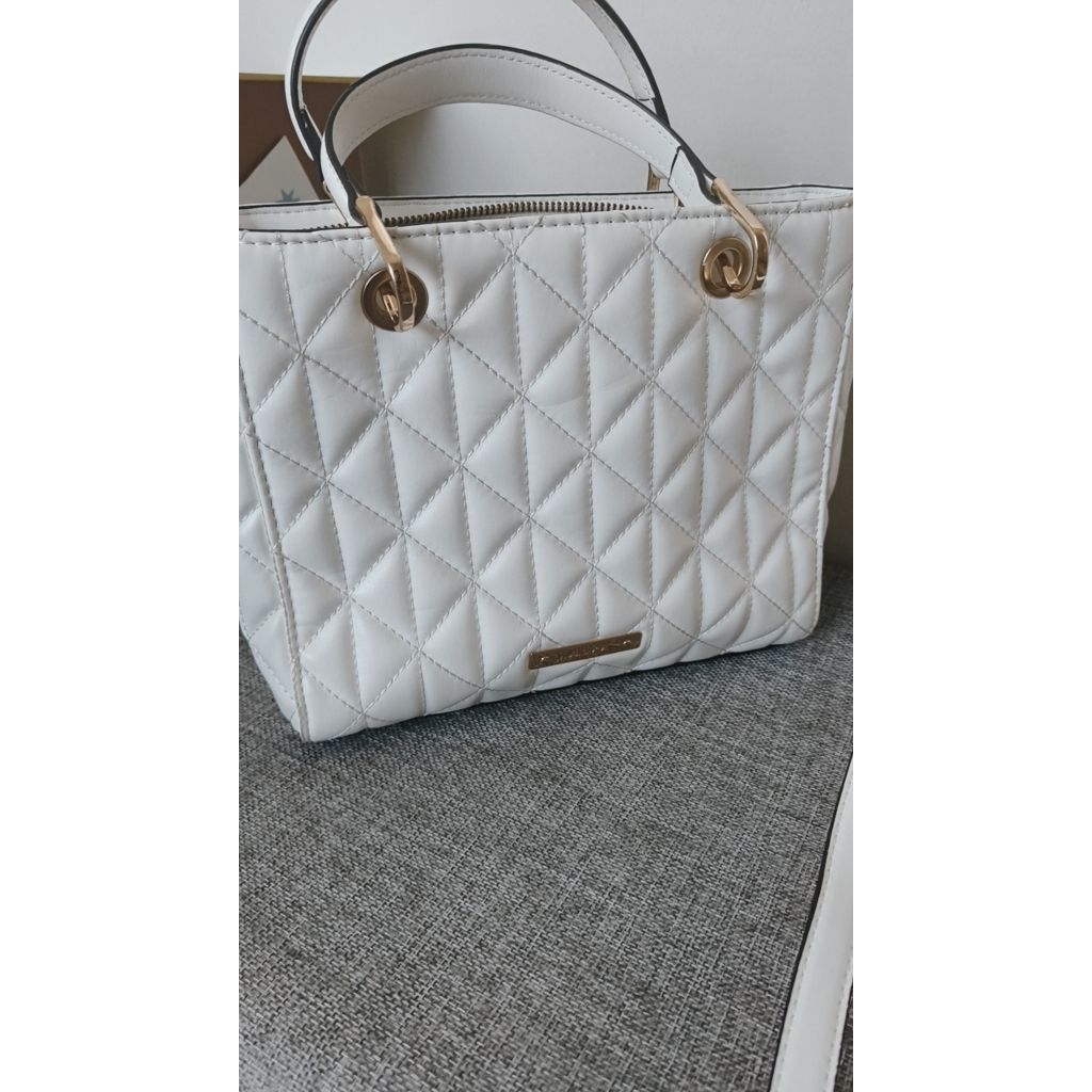 PRELOVED ALDO Glee white quilted satchel handbag