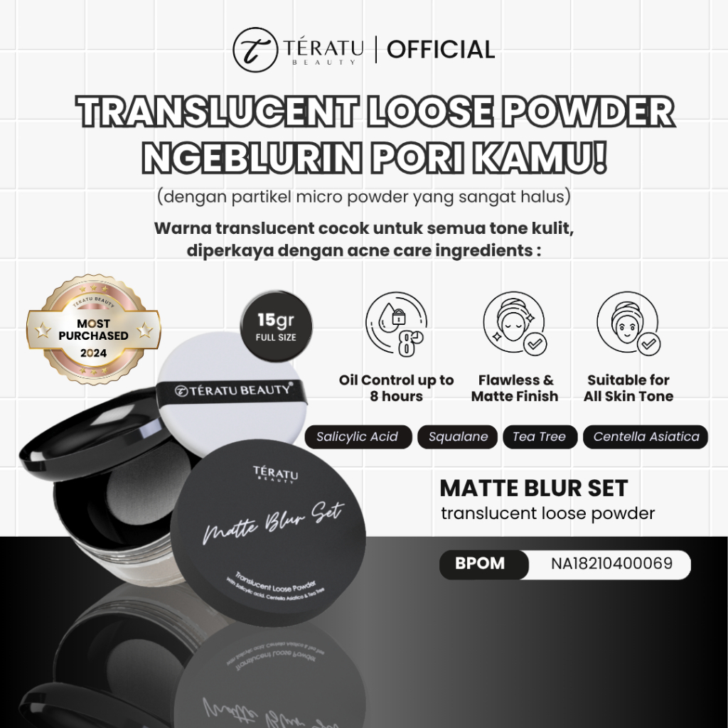 [PROMO] TERATU BEAUTY Matte Blur Set Translucent Loose Powder with Salicylic Acid, Centella Asiatica