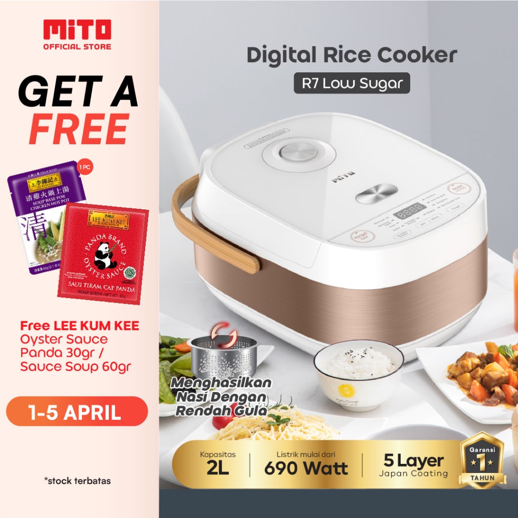 MITO MULTIDIGITAL RICE COOKER R7 LOW SUGAR 8 IN 1 WHITE