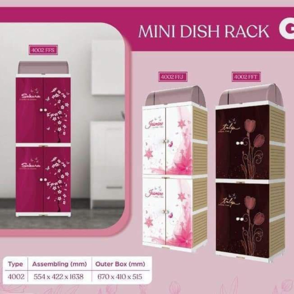 [PREMIUM] NAIBA-RAK PIRING LEMARI PLASTIK 4 PINTU