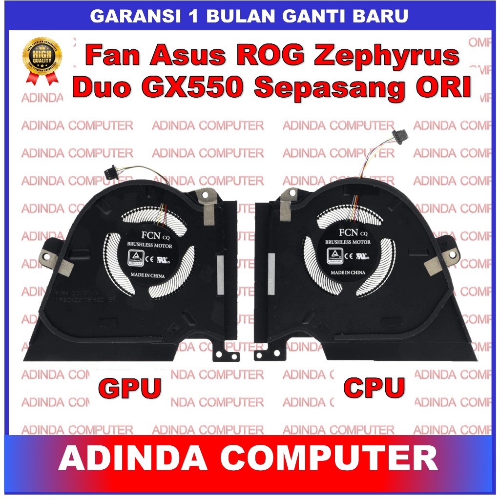 Kipas Fan Asus ROG Zephyrus Duo 15 GX550 GX550LXS GX550LWS FN86 FN85 CPU Kanan GPU Kiri ORI