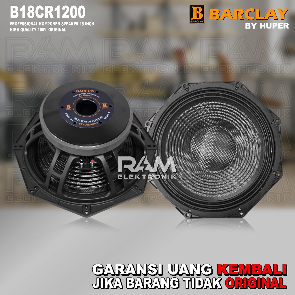 Komponen Speaker 18 Inch BARCLAY B18CR1200 | B18 CR1200 CARBON Coil 5.5 Inch Original