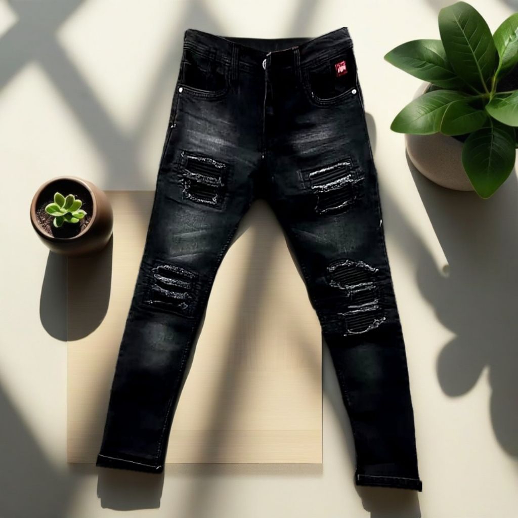 Celana Jeans Skinny RUCAS Pria TSD Denim - Celana Panjang Cowok Sobek Sobek - Celana Jeans Sobek Pol