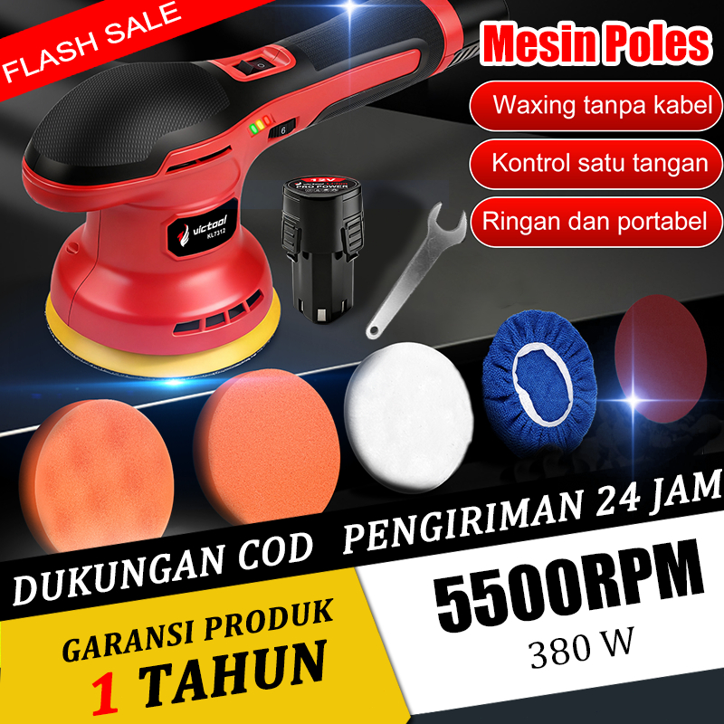 DEWIN Mesin Poles Mobil Motor Polisher Cordless 5Inch Mesin Polisher 5500RPM Car Alat Poles