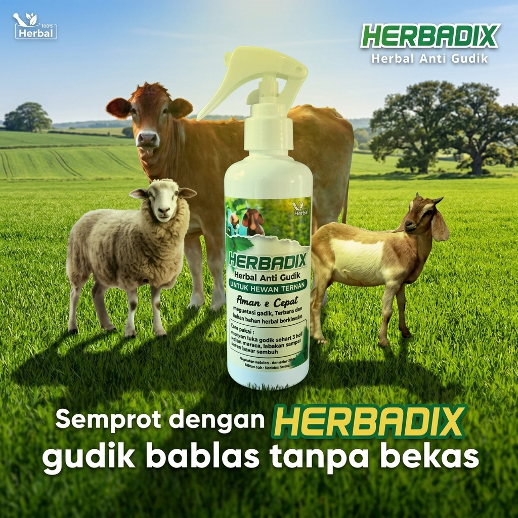Herbadix Obat Gudik Kambing Luka Anjing Scabies Gatal untuk Sapi Kambing Ampuh Original