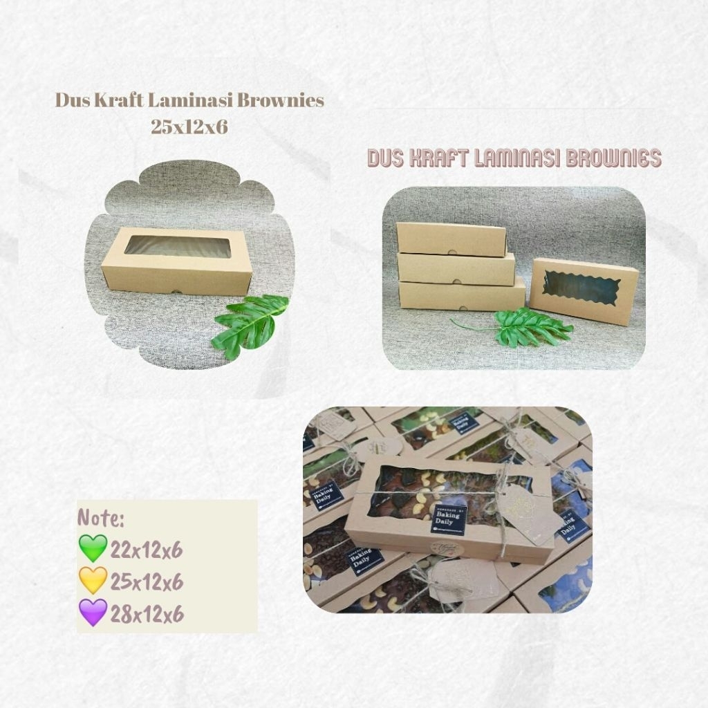 Dus Kraft Laminasi Brownies Jendela  / Kotak Coklat Laminasi Jendela Brownies Window (10lembar)