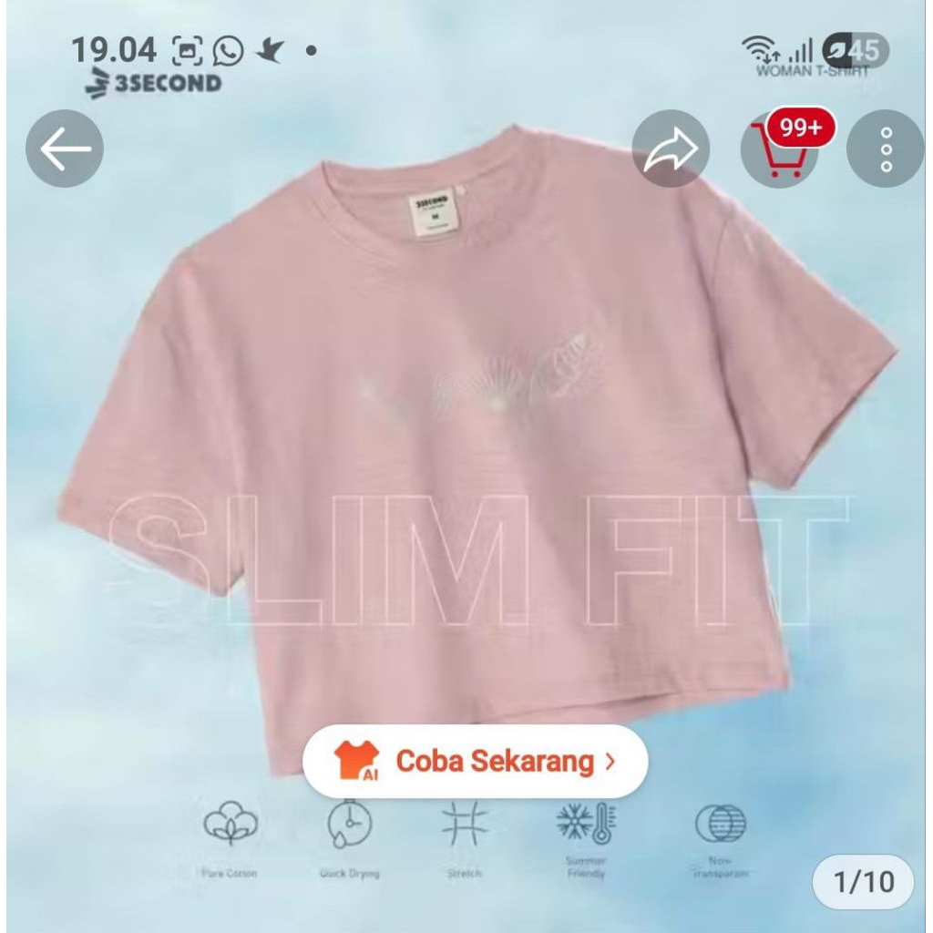 Kaos 3second New/ kaos wanita crop 3second