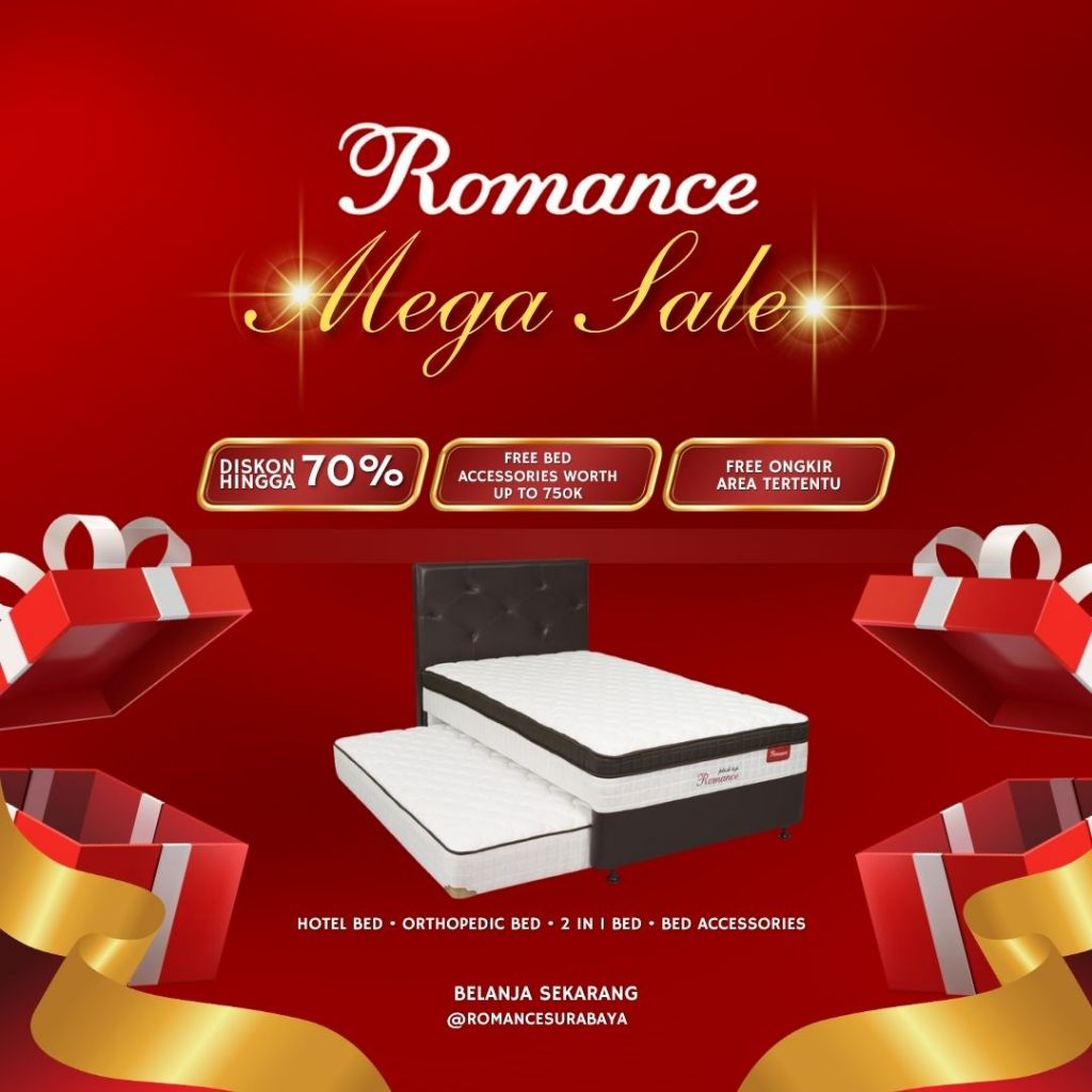 Romance Springbed - Ranjang Kolong Kasur 2in1 Plushtop