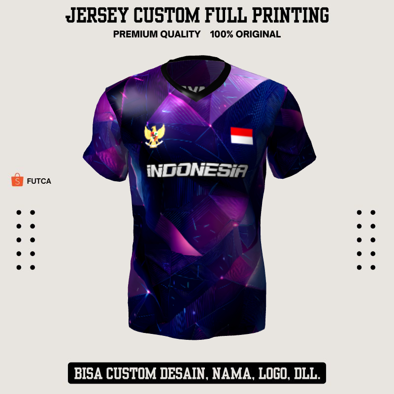 Kaos Jersey Futsal Ungu Hitam Motif Abstrak 615