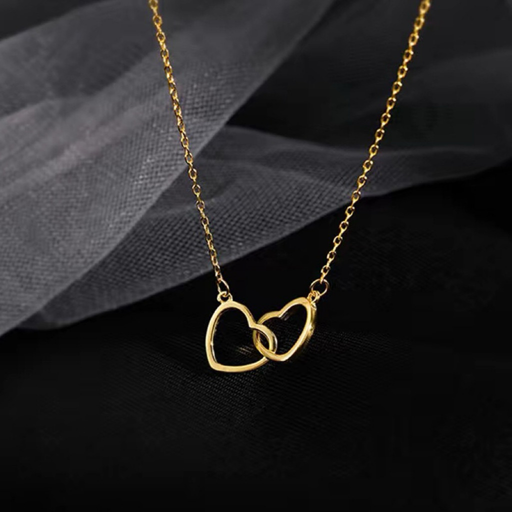 BIG PROMO Kalung Titanium Love Double Silver Simple Korea Fashion Style