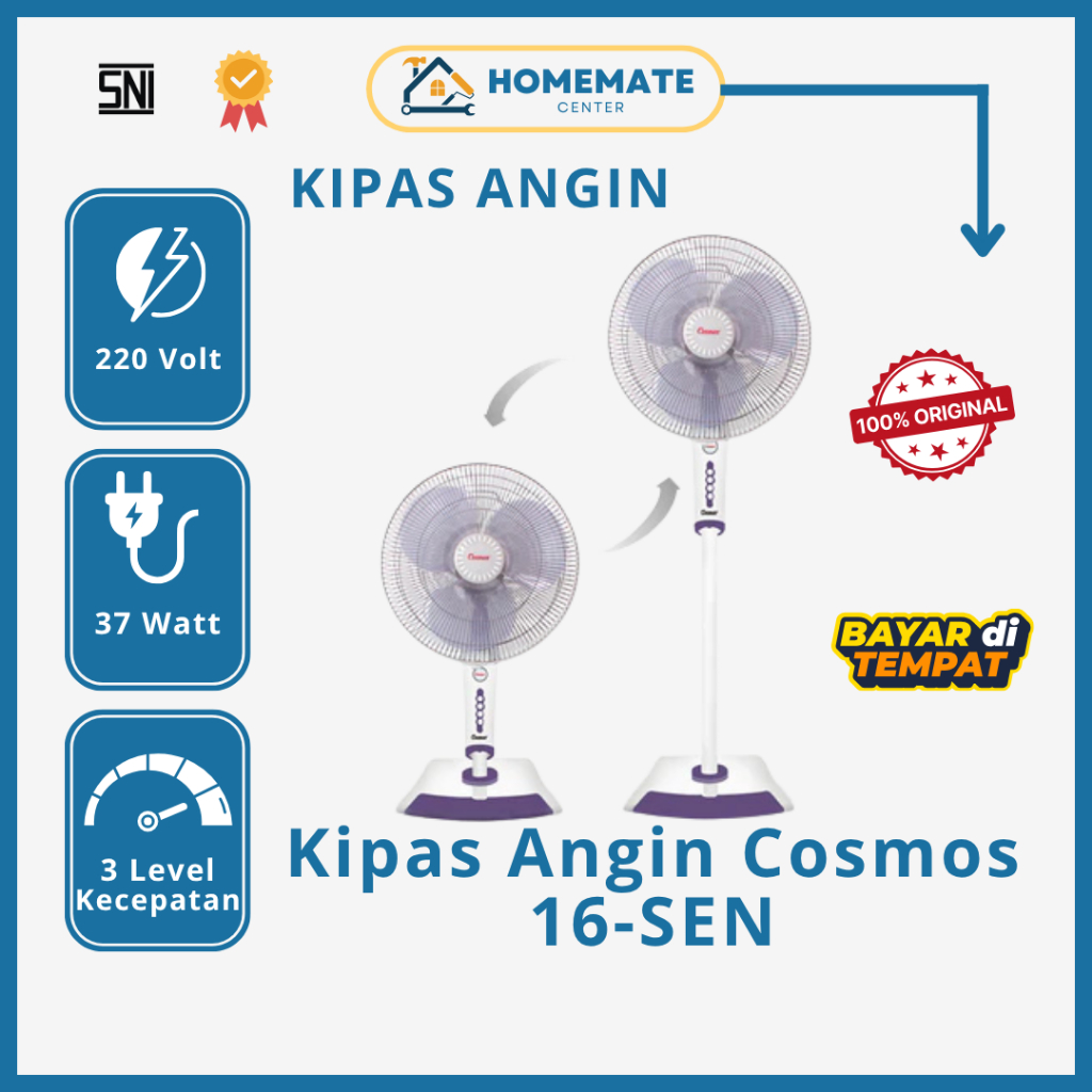 Kipas Angin Cosmos 16-SEN Kipas Angin Twino 2in1 Stand Fan & Desk Fan 16 Inch - Kipas Angin Cosmos 1