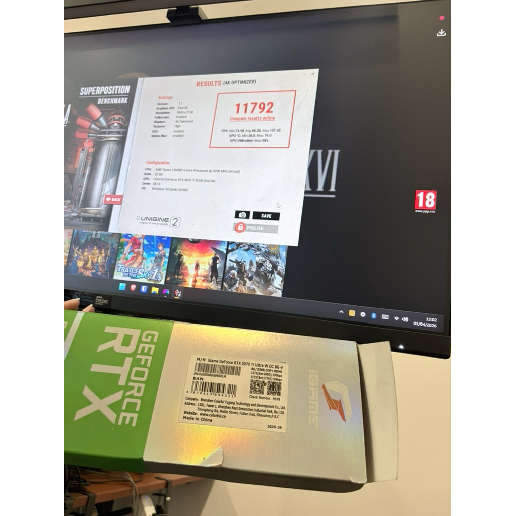 VGA iGame Nvidia RTX 3070TI / 3070 TI 8 GB