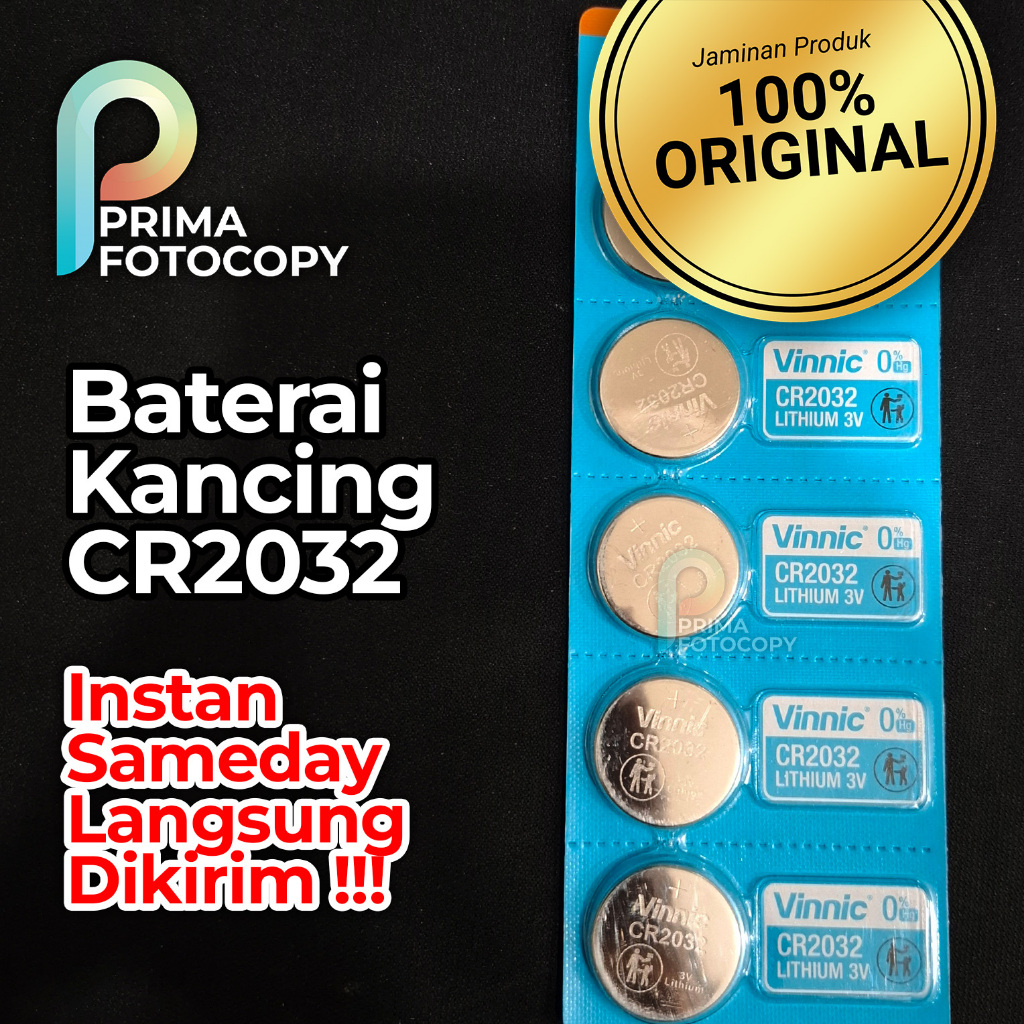 Baterai CR 2032 CR2032 Vinnic Original Untuk CMOS Jam Tangan Kalkulator Remote Mobil Motor Termomete