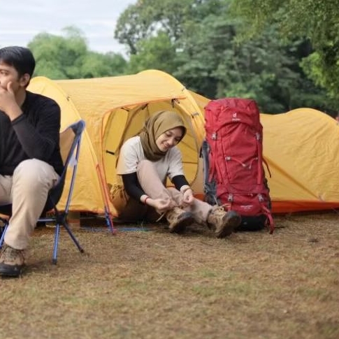 preloved tas carrier deuter aircontact 45+10L merah