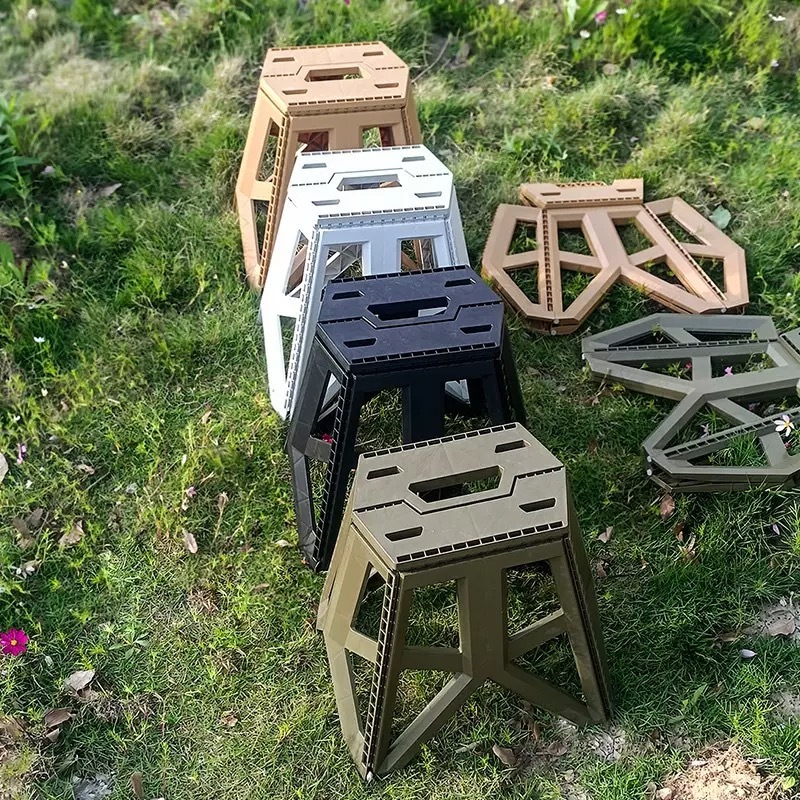 Kursi Jongkok Lipat Plastik Bangku Kokoh Hitam hijau Chair Furniture Outdoor Indoor Minimalis Anak d