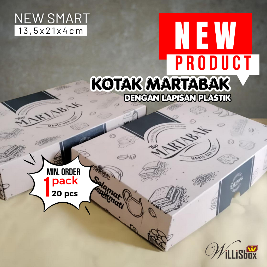 Kotak Martabak 13x21x4 SMART Kraft/Laminasi Dalam/Dus Martabak, Dus Terang Bulan, Martabak Manis & T