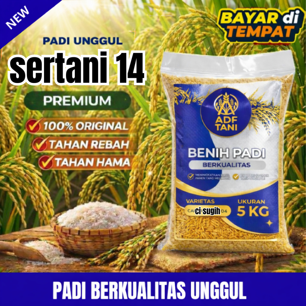 Benih | bibit padi unggul sertani 14 benih padi sertani kemasan 1-5kg