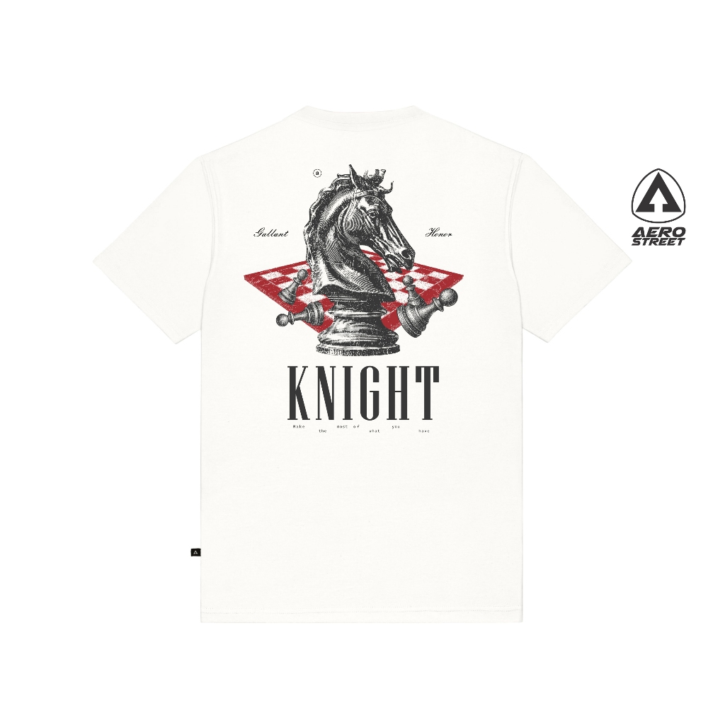 Aerostreet The Knight Kaos Pria Boxy Fit Off White T-shirt Cowok Men Casual Cotton Combed Premium Ti