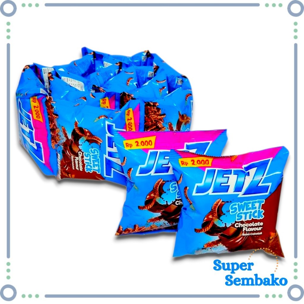 Snack Makanan Ringan Stik Manis Jetz Sweet Stick Chocolate 12g Renceng Isi 10 Pcs Bungkus Grosir Ins
