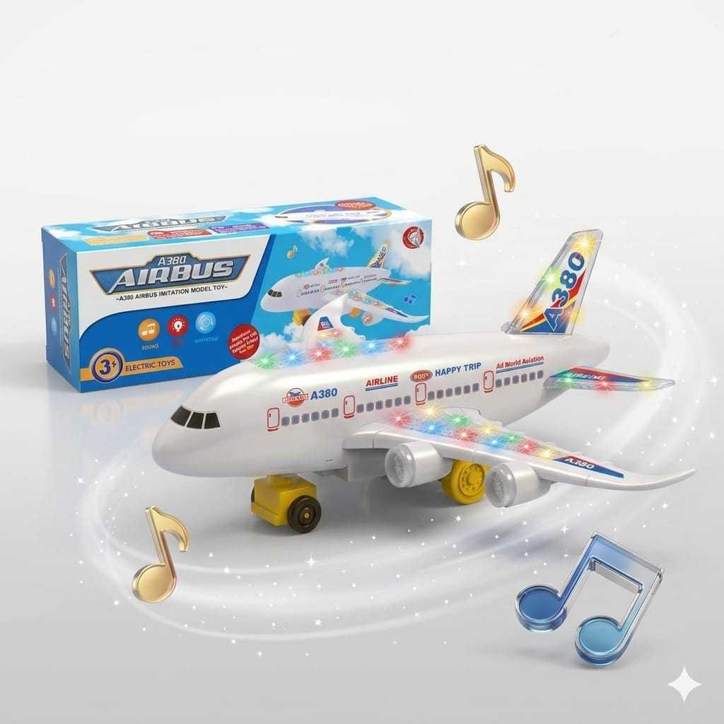 Aneka Mainan Anak Pesawat 4D Air Bus A380 Mainan Pesawat Elektrik Lampu Suara Anak Pesawat Mainan