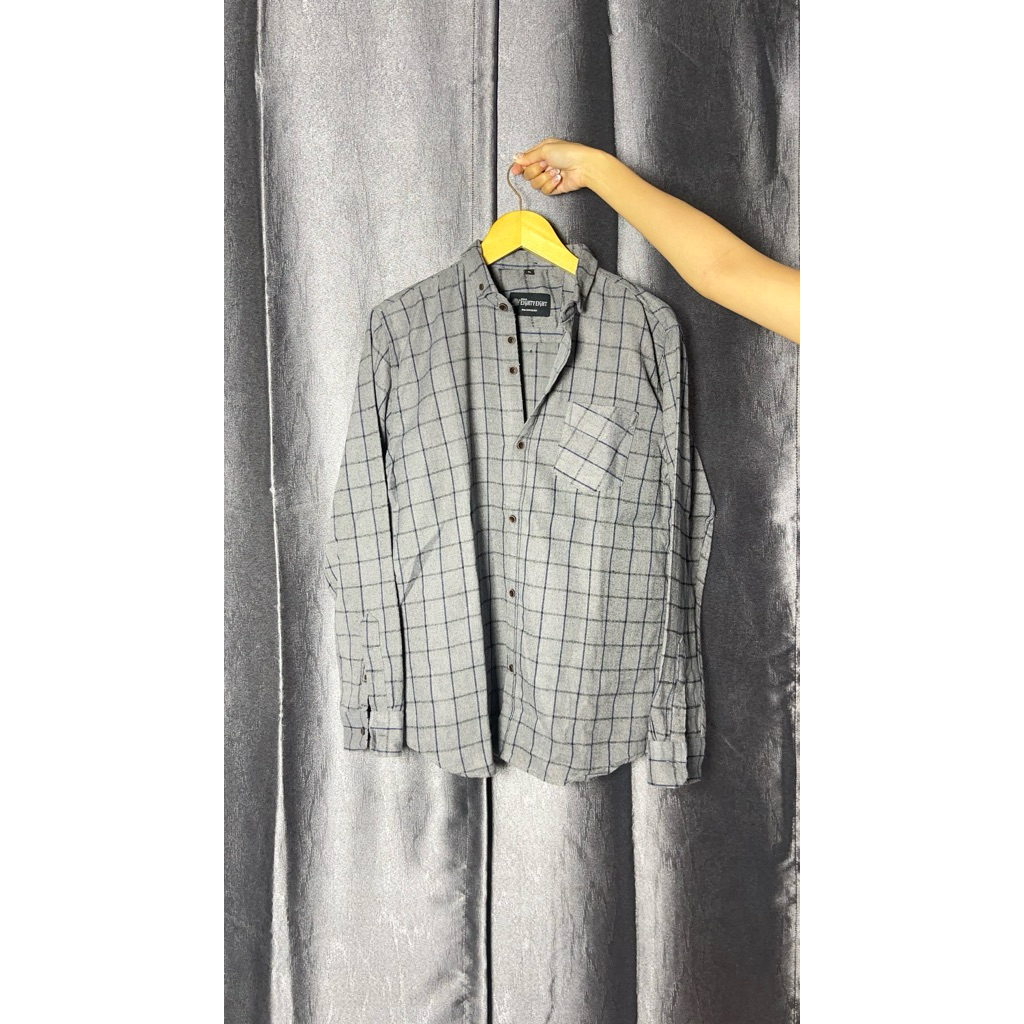 PRELOVED kemeja flanel panjang abu abu
