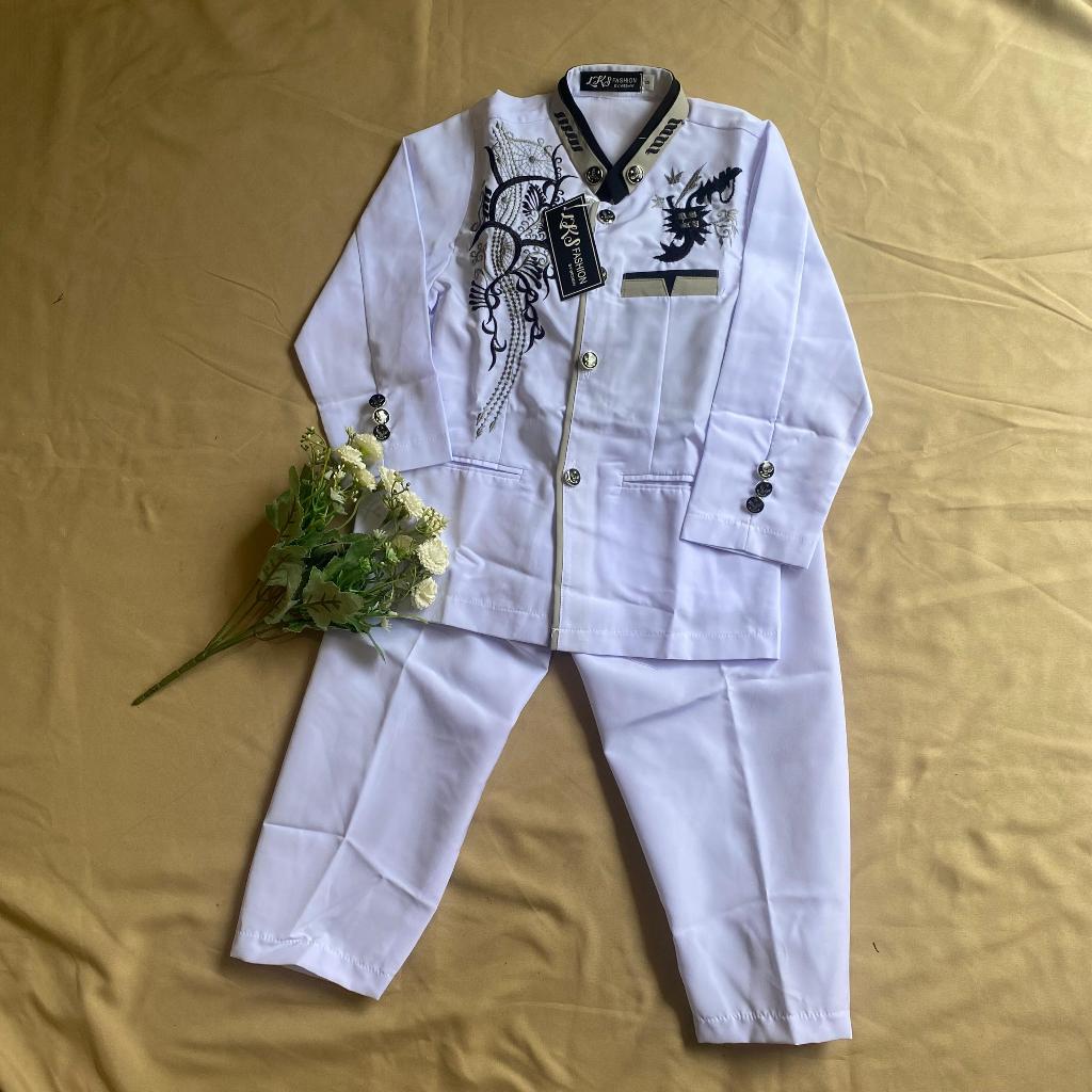 Baju Busana Muslim Anak Setelan Koko Warna Putih Lengan Panjang Untuk TK SD MI