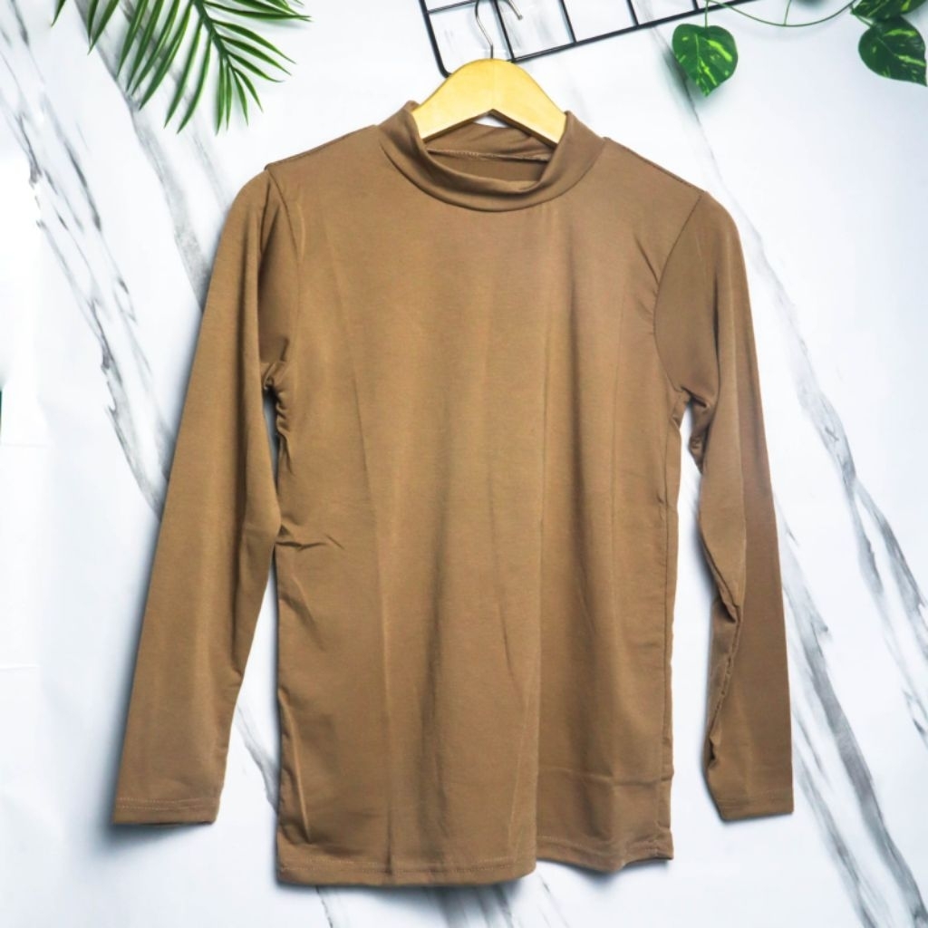 Baju Manset Kaos Rayon Manset Wanita Kerah Tinggi