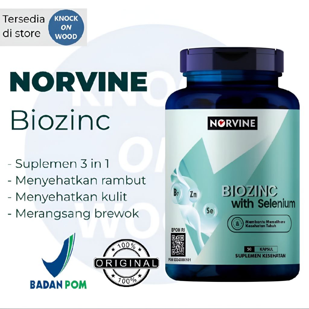 Norvine Biozinc ORIGINAL (Biotin Zinc with Selenium) BPOM -Halal