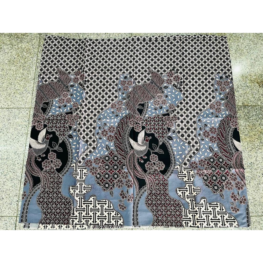 kain batik klasik motif lawasan indigo biru bahan katun premium