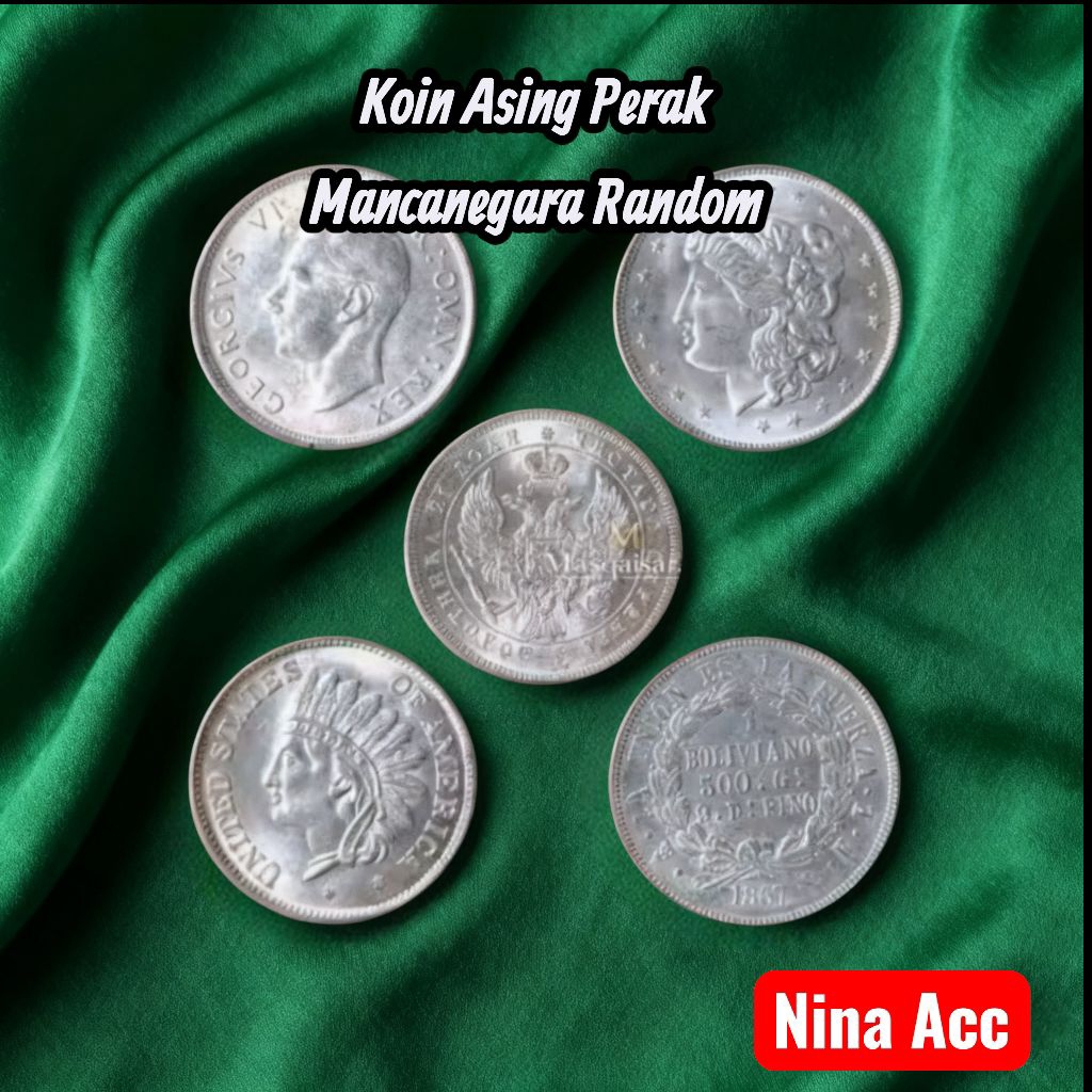 Koin Kuno Asing Token Perak Silver Motif Random