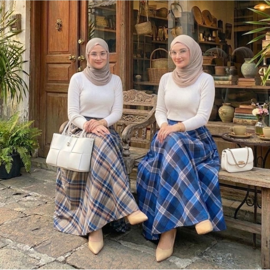 ROK FLANEL / ROK PAYUNG KOTAK / ROK KOTAK PANJANG