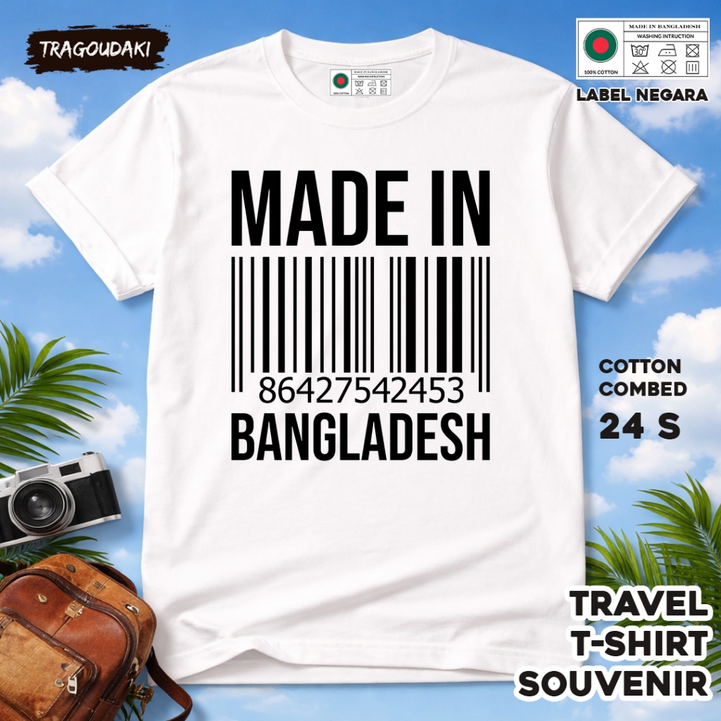 KAOS Oleh oleh BANGLADESH Baju Suvenir Tag BANGLADESH 6 bahan cotton combed 24s