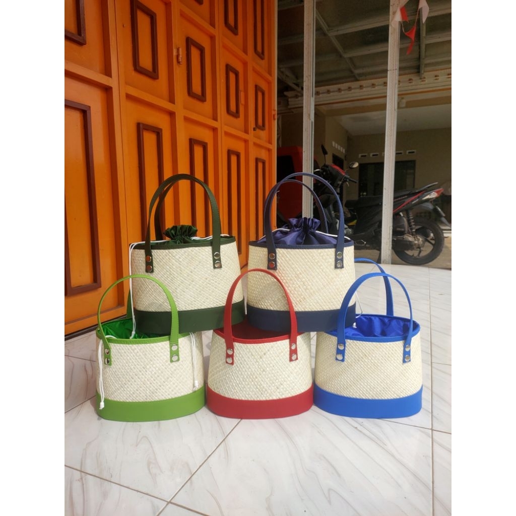 Tas Hampers Oval Pandan / hampers lebaran / hampers murah / Tas oval murah / tas pandan unik